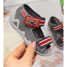 Pantofole grigie con velcro grigio per la scuola materna Jr. Befado 1
