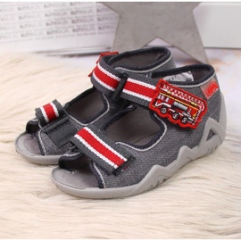 Pantofole grigie con velcro grigio per la scuola materna Jr. Befado 2