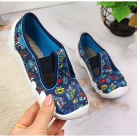 Ciabatte per la scuola materna su elastici, blu navy Jr. Befado 1
