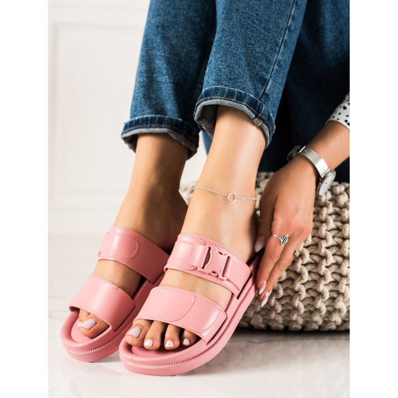 SHELOVET Ciabatte rosa con fibbia 1