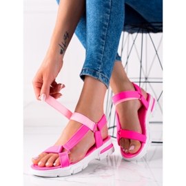 Groto Gogo Comodi sandali con velcro rosa 1