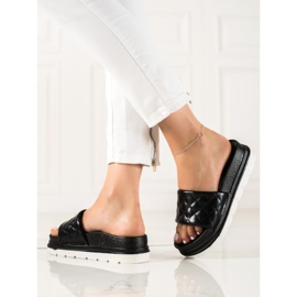 Small Swan Pantofole Trapuntate Sulla Piattaforma nero 1