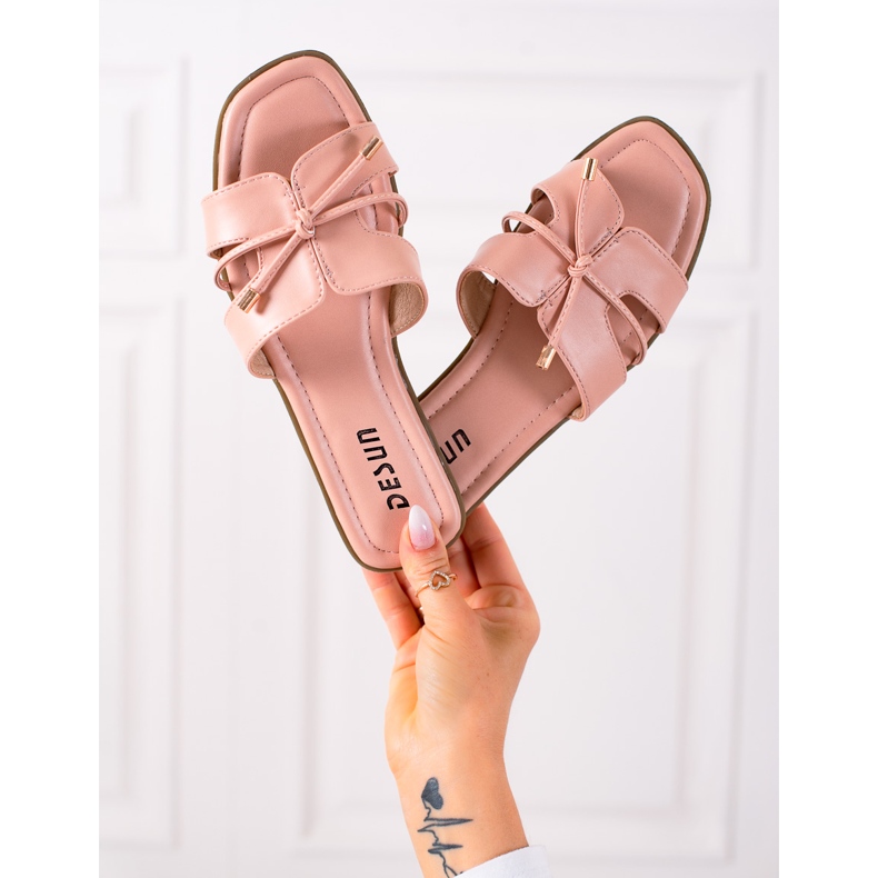 SHELOVET Ciabatte con rilegatura decorativa rosa 1