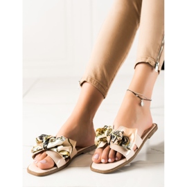 SHELOVET Ciabatte Con Un Fiocco Decorativo beige 1