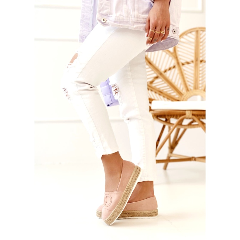 PS1 Espadrillas da donna su piattaforma di paglia rosa Febi 2