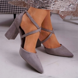 Décolleté con tacco da donna in grigio spitz 3