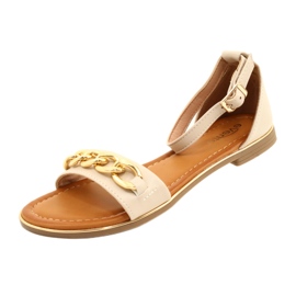 Evento Sandali da donna con catena d'oro 22SD35-4876 beige 4