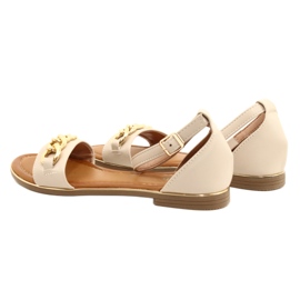 Evento Sandali da donna con catena d'oro 22SD35-4876 beige 6