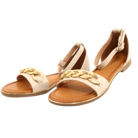 Evento Sandali da donna con catena d'oro 22SD35-4876 beige 3