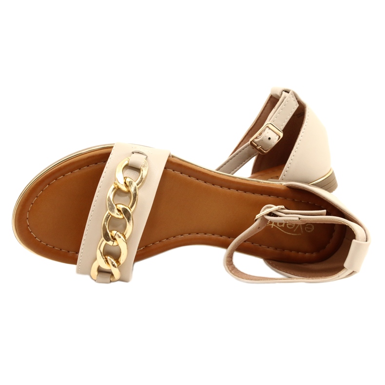 Evento Sandali da donna con catena d'oro 22SD35-4876 beige 5