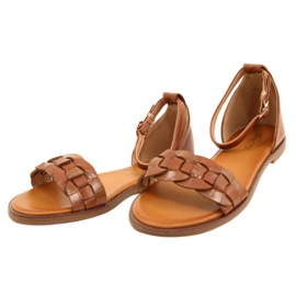 Evento Sandali da donna con treccia 22SD35-4604 Camel marrone 2