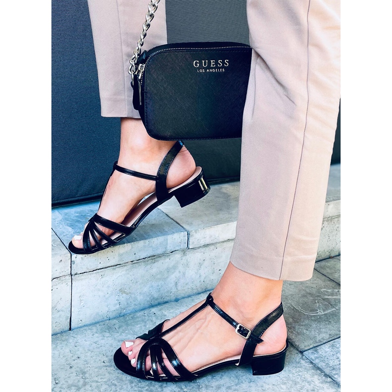 Sandali con tacco basso Sparkle Black nero 2