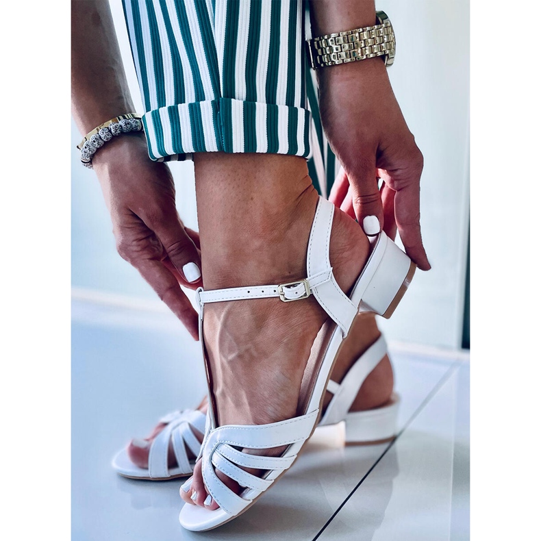 Sandali con tacco basso Sparkle White bianco 1