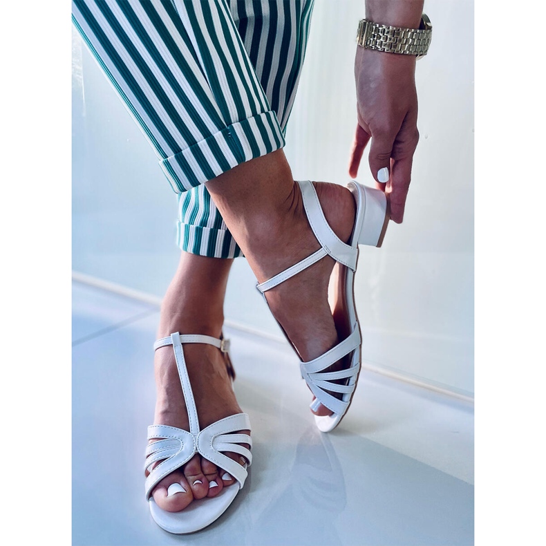 Sandali con tacco basso Sparkle White bianco 2