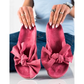 SHELOVET Ciabatte alla moda con fiocco rosa 1