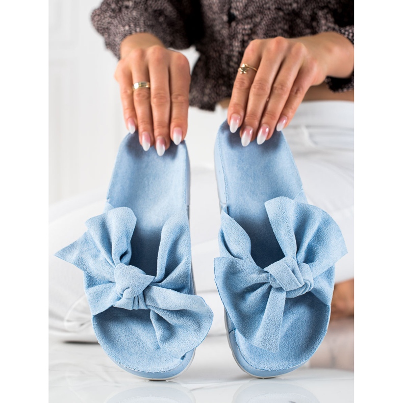 SHELOVET Ciabatte alla moda con fiocco blu 2