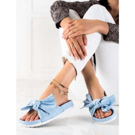 SHELOVET Ciabatte alla moda con fiocco blu 1
