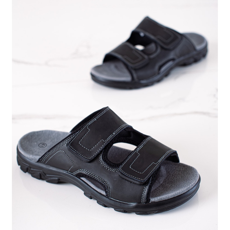 DK Pantofole da uomo in pelle nero 1