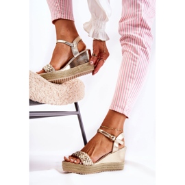 FB2 Sandali In Pelle Scamosciata Su Una Zeppa Gabriela Dorata beige d'oro 1