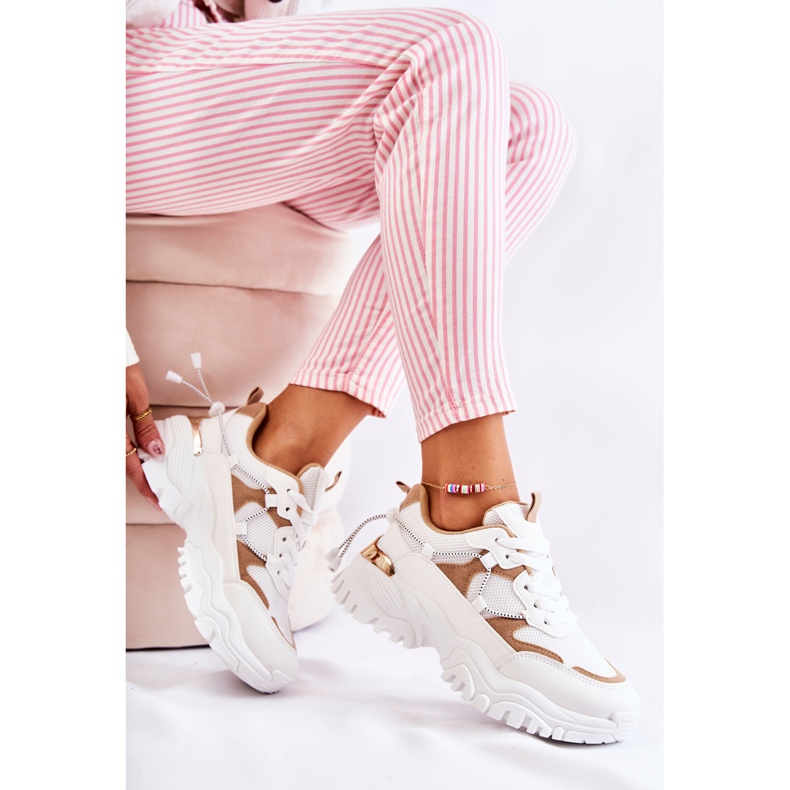 PM2 Scarpe sportive in tessuto alla moda Amariso beige e bianco bianca 2