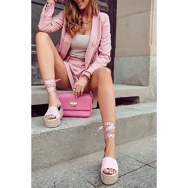 FB2 Sandali con zeppa in camoscio Rosa Livia 1
