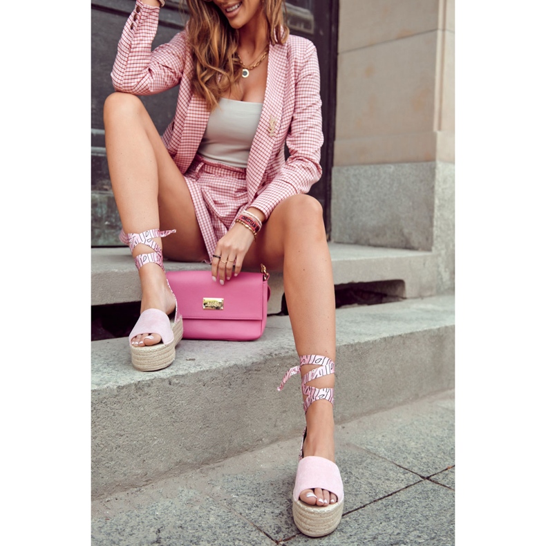 FB2 Sandali con zeppa in camoscio Rosa Livia 1