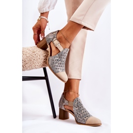 Stivaletti in pelle traforati da donna Maciejka 04962-04 Beige 2