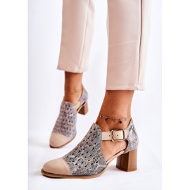 Stivaletti in pelle traforati da donna Maciejka 04962-04 Beige 1