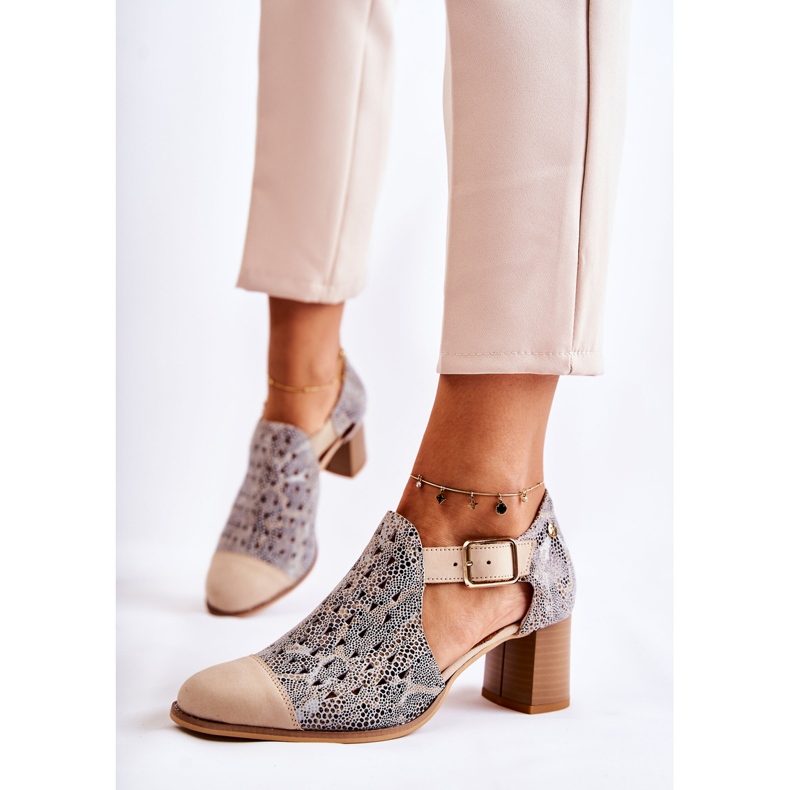 Stivaletti in pelle traforati da donna Maciejka 04962-04 Beige 1