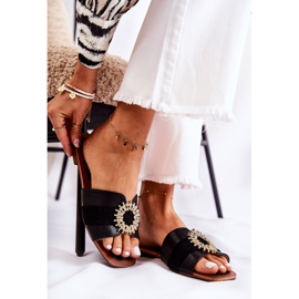 PS1 Comode Pantofole Da Donna Con Ornamento Ginera Nero 1