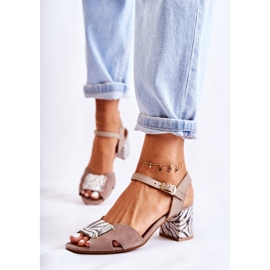Sandali con tacco alto in pelle Maciejka 04120-10 Beige 1