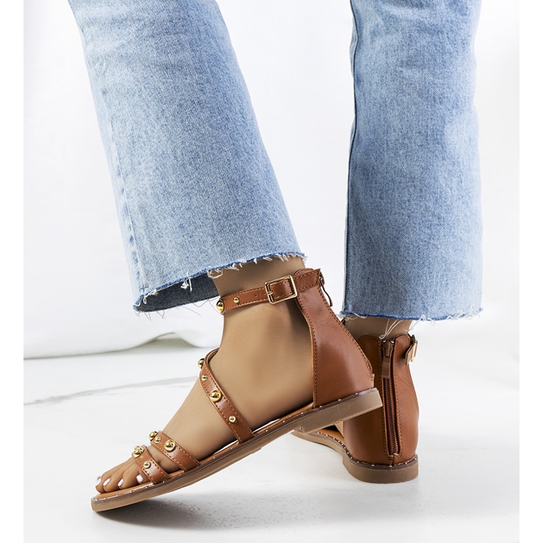 Sandali Krolt marroni con borchie marrone 1