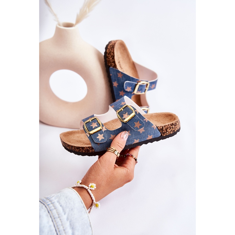Vinceza Comode pantofole per bambini Ander blu beige 1
