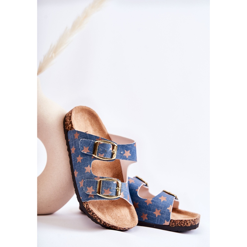 Vinceza Comode pantofole per bambini Ander blu beige 2