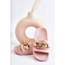 FK1 Ciabatte In Gomma Per Bambini Con Catena Decorativa Rosa Suzie 2