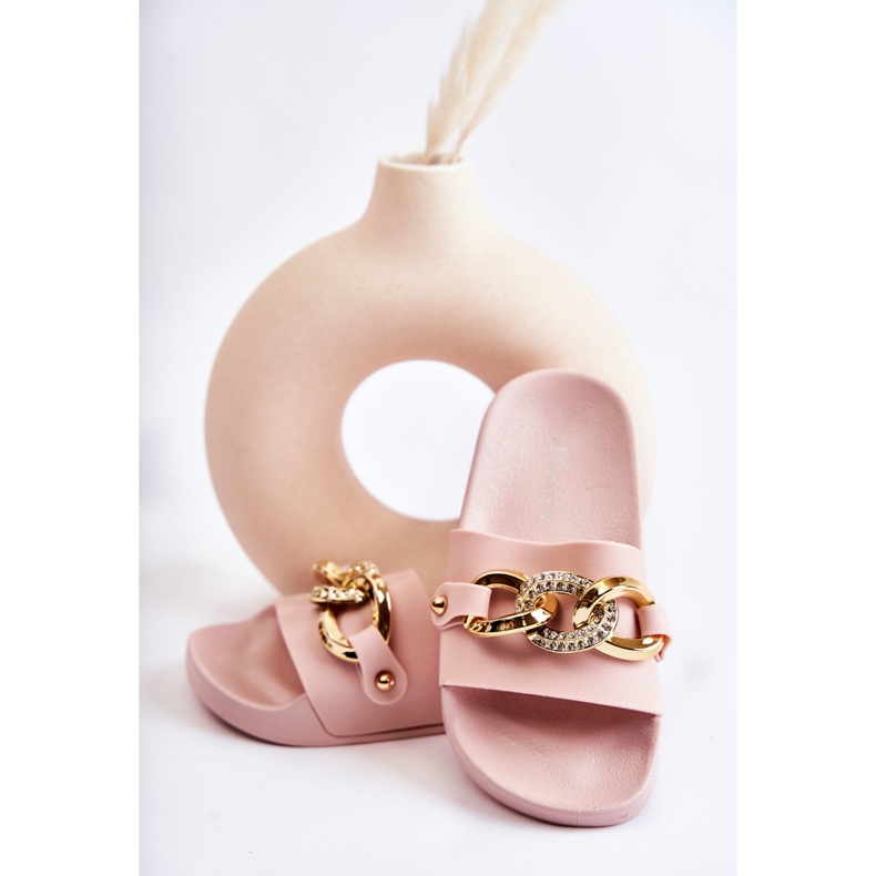 FK1 Ciabatte In Gomma Per Bambini Con Catena Decorativa Rosa Suzie 2