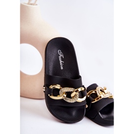 FK1 Ciabatte In Gomma Per Bambini Con Catena Decorativa Suzie Di Colore Nero 2