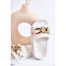 FK1 Ciabatte In Gomma Per Bambini Con Catena Decorativa Suzie Bianche bianca 2