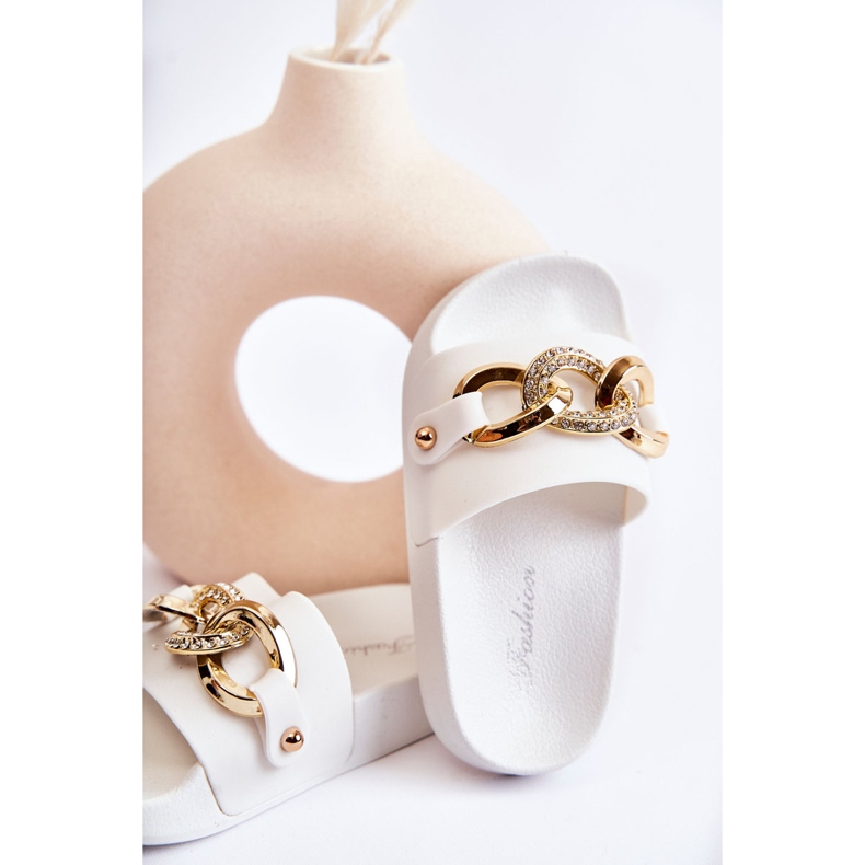 FK1 Ciabatte In Gomma Per Bambini Con Catena Decorativa Suzie Bianche bianco 2
