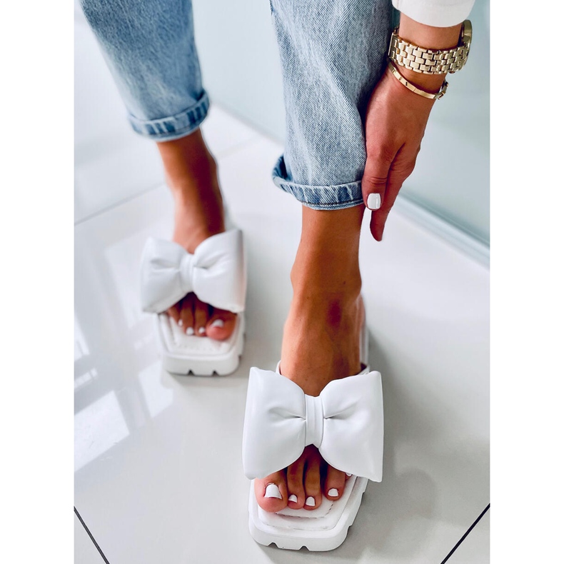 Pantofole Keesha bianche con suola alta bianca 1