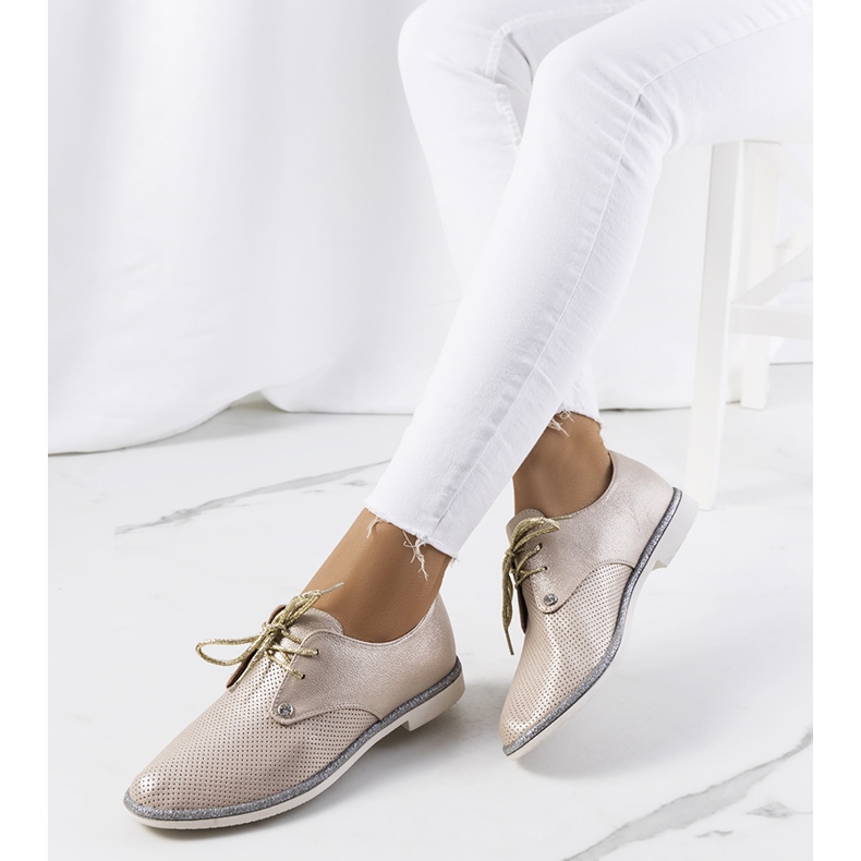 Scarpe stringate Grand Street color oro lucido d'oro 1