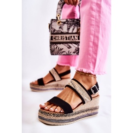 FE1 Sandali con zeppa in pelle scamosciata neri Annabel beige nero 2