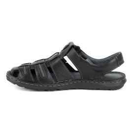 Olivier Sandali estivi da uomo in pelle 230MA nero 1