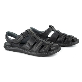 Olivier Sandali estivi da uomo in pelle 230MA nero 2