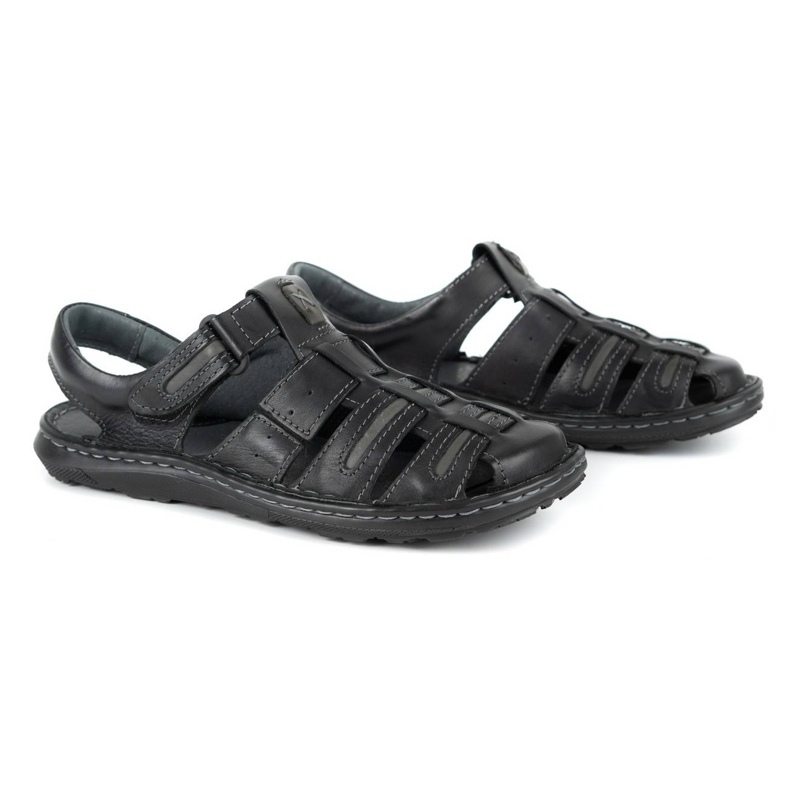 Olivier Sandali estivi da uomo in pelle 230MA nero 2