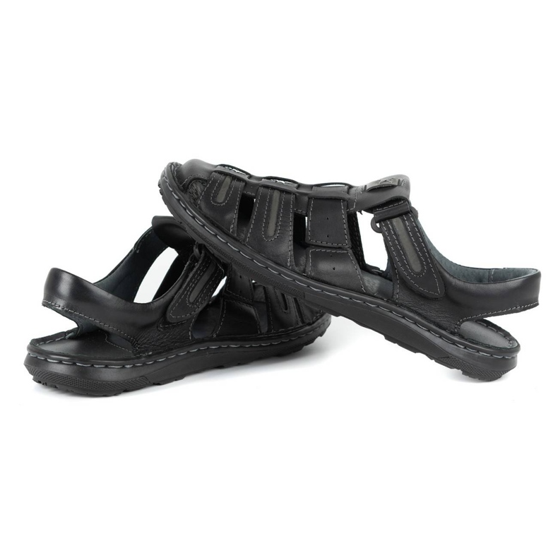 Olivier Sandali estivi da uomo in pelle 230MA nero 4