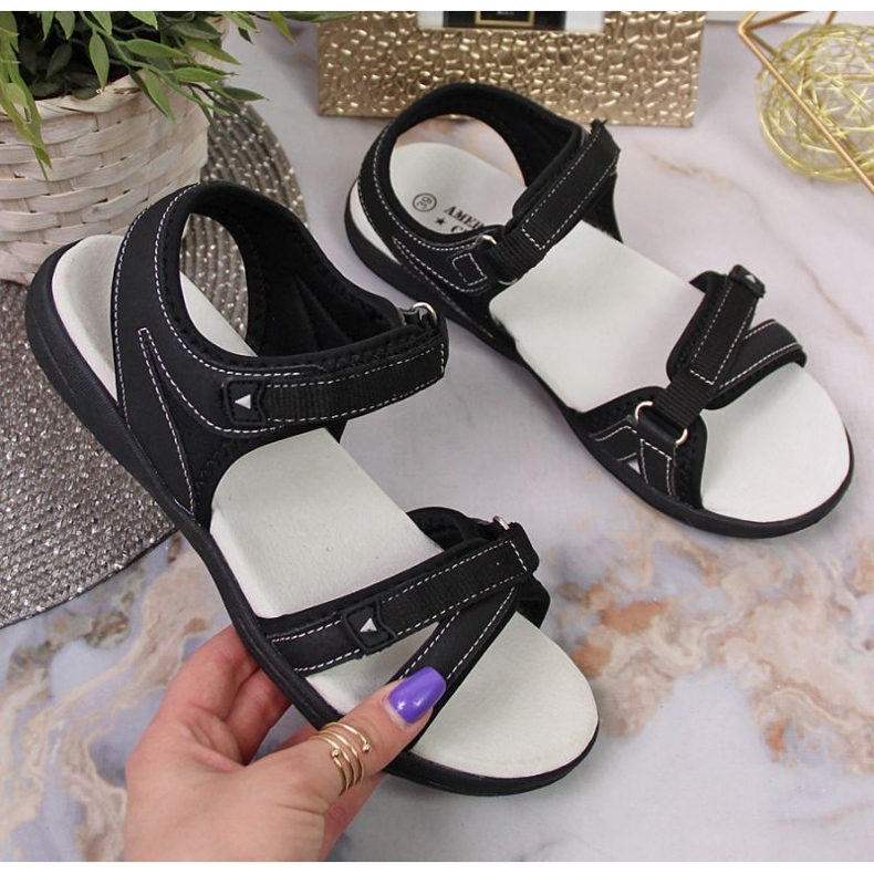 Sandali sportivi neri con velcro All'American Club nero 1