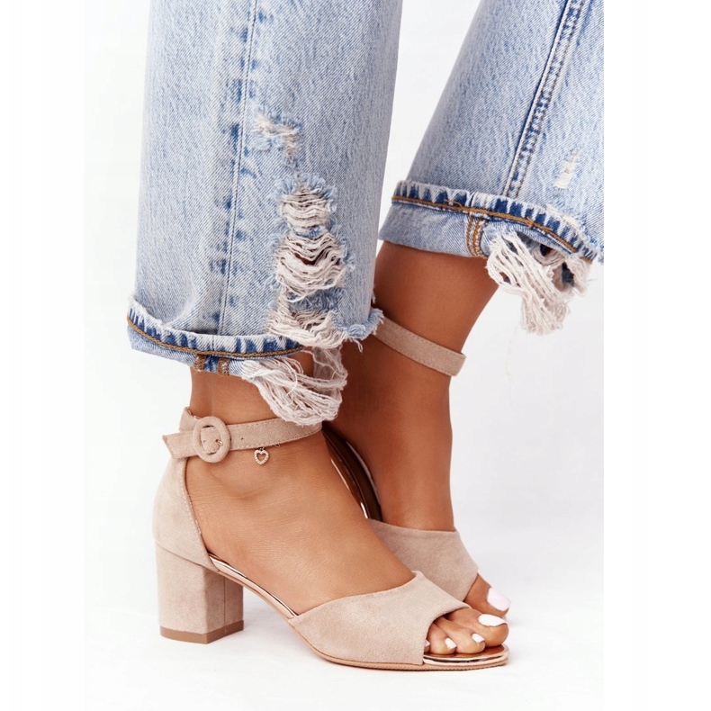 Sandali tacco alto in pelle scamosciata Vinceza 21-20100 Beige 2
