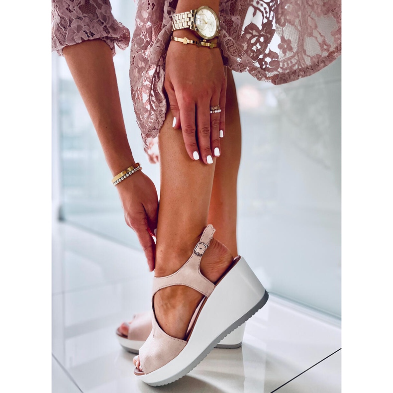 Sandali con zeppa Patty Nude beige rosa 1