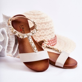 S.Barski Sandali Per Bambini Con Fibbia Beige Letto 1